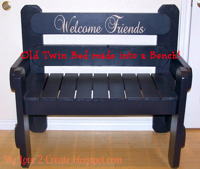 Repurposed Bed into Bench, MyLove2Create