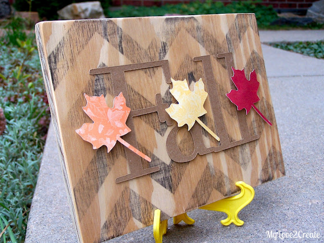 Use Image transfer and scrapbook paper to make a beautiful fall leaves sign, picture tutorial at MyLove2Create