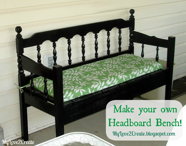 How to build a beautiful Headboard bench with different repurposed parts, full picture tutorial at MyLove2Create