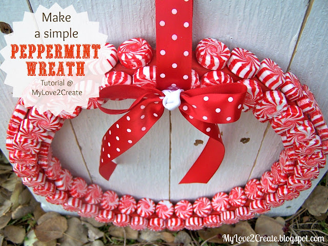 Easy DIY Peppermint Wreath, tutorial at MyLove2Create