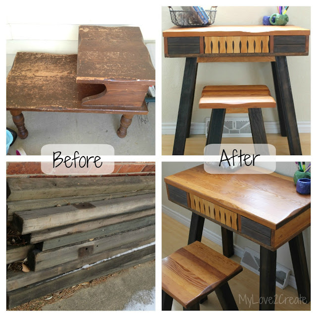 MyLove2Create, I turned an end table into a desk!