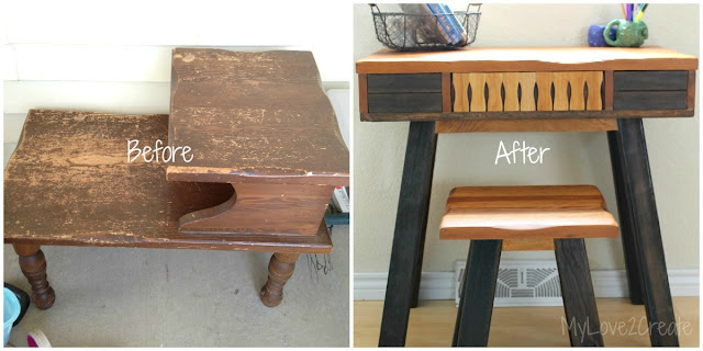 MyLove2Create, I turned an end table into a desk!