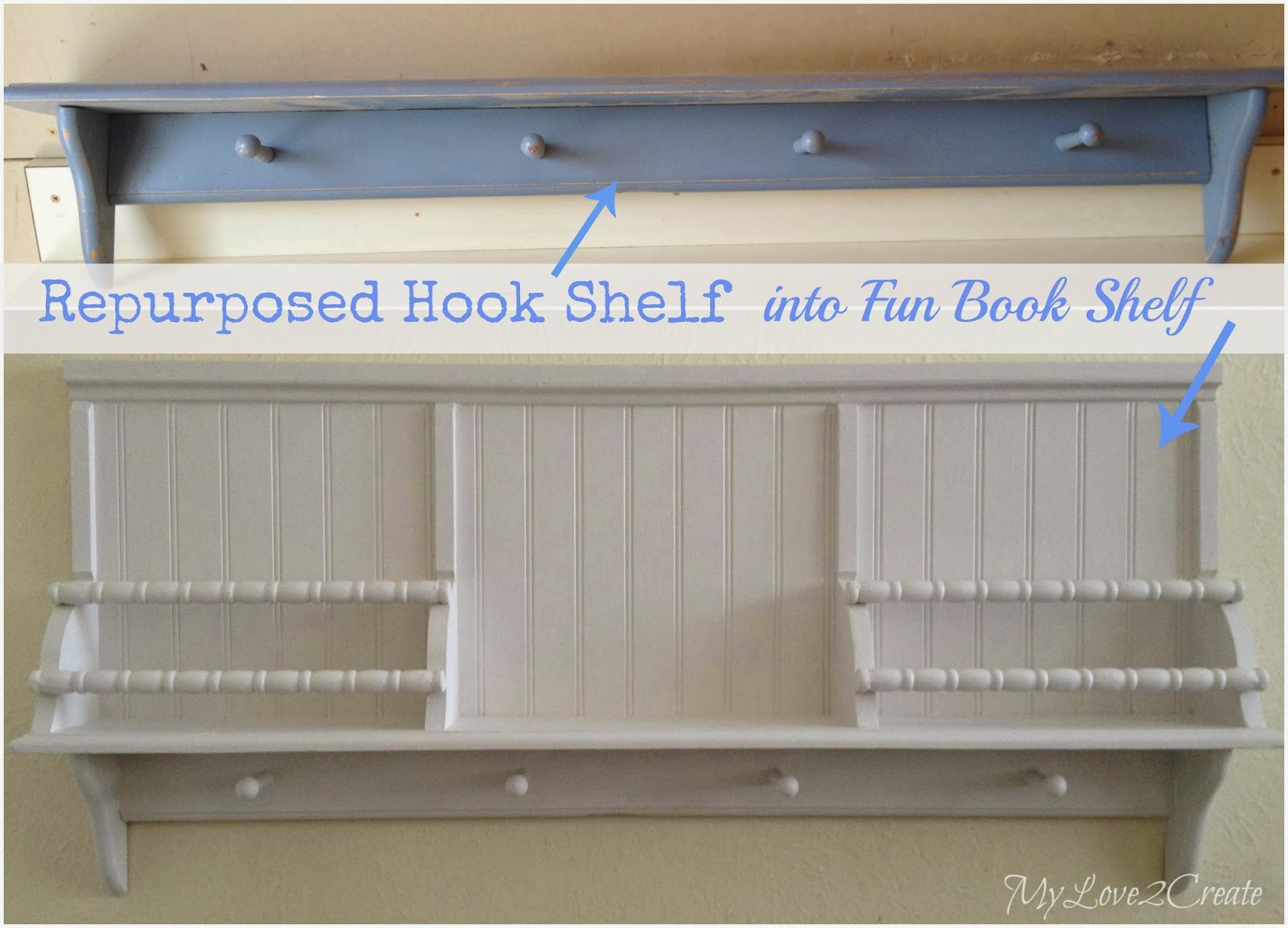 Repurposed Hook Shelf into Fun Book Shelf