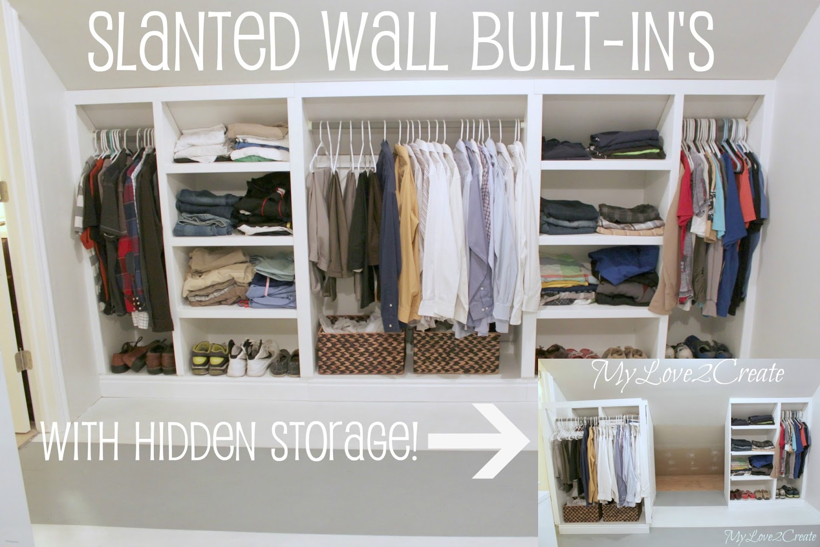 Slanted Wall built-ins, with Hidden Storage