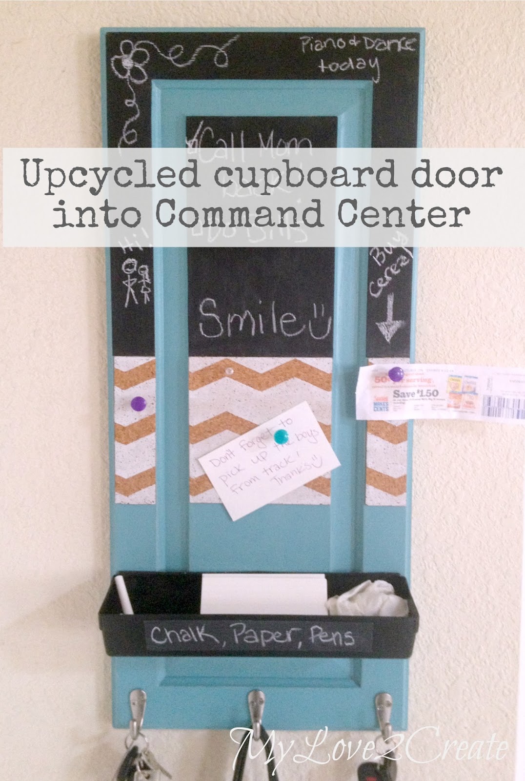 Upcycled Cupboard Door into Command Center