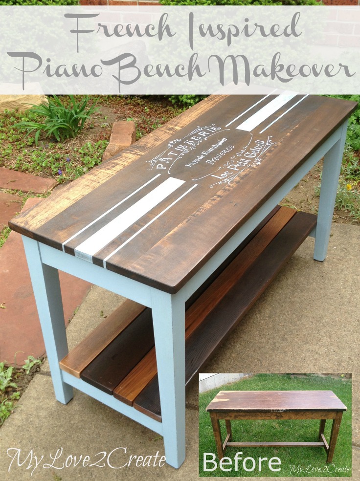 French Inspired Piano Bench Makeover