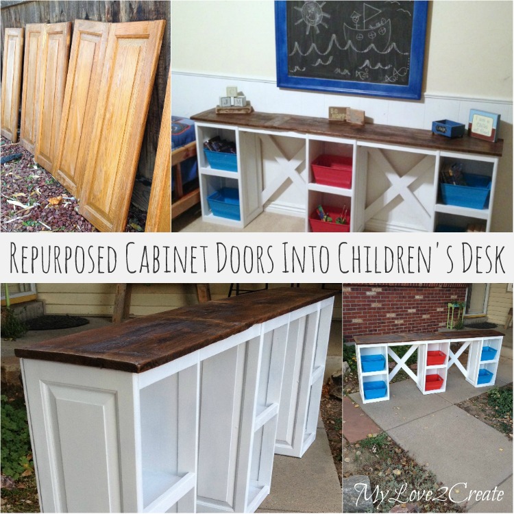 repurpose cabinet doors into children's desk