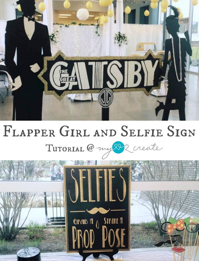 Flapper Girl and Selfie Sign, Gatsby Style