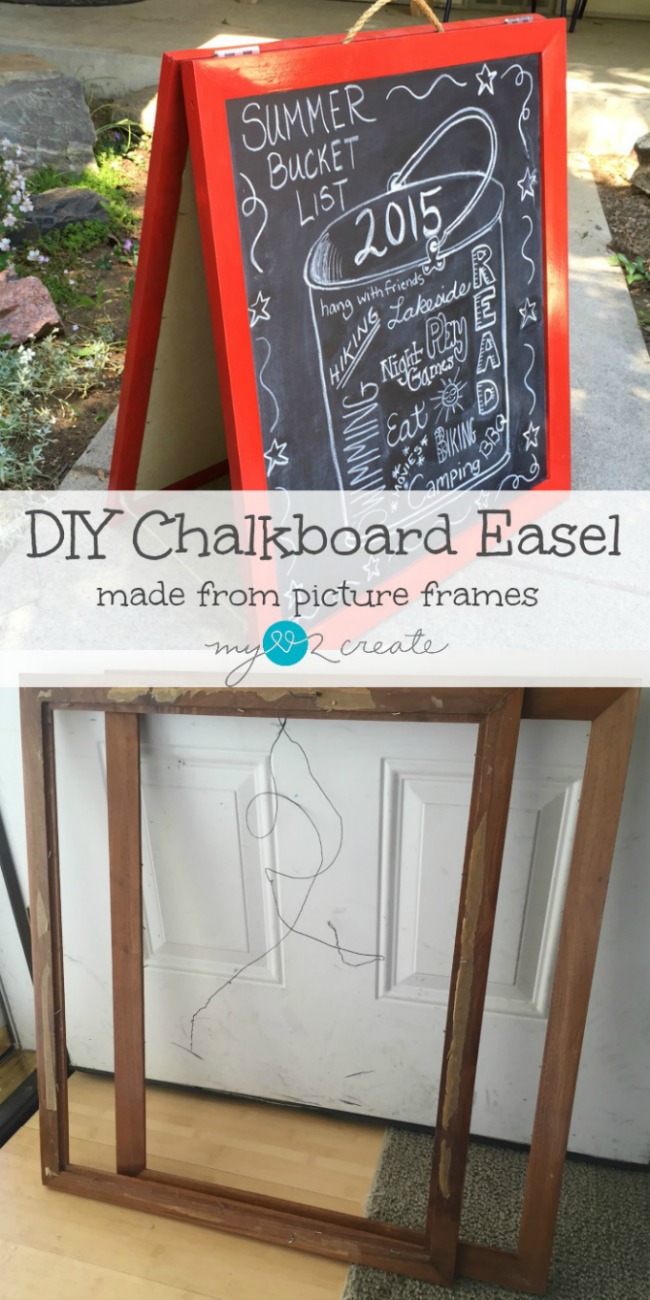 DIY Chalkboard Easel, made from picture frames