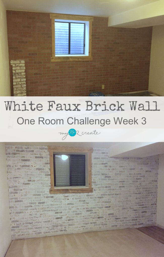 White Faux Brick Wall, One Room Challenge Week 3