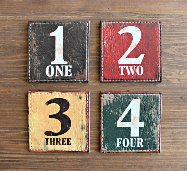 numbered leather coasters