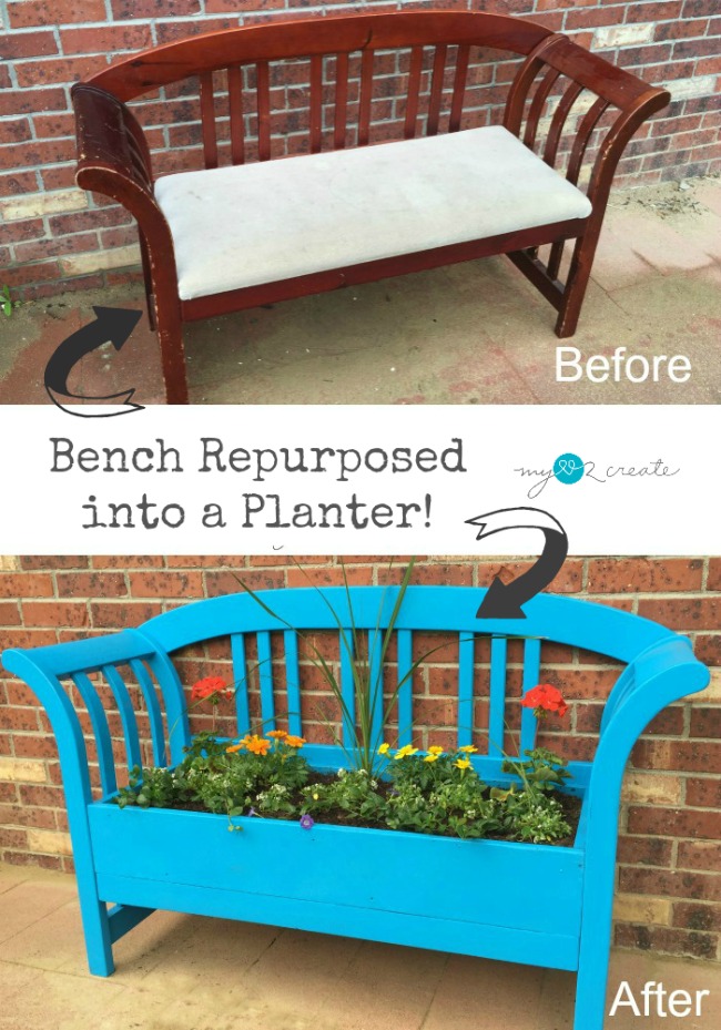 Bench Repurposed into a Planter