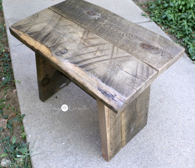 DIY Plans to build your own Reclaimed Wood Stool at MyLove2Create