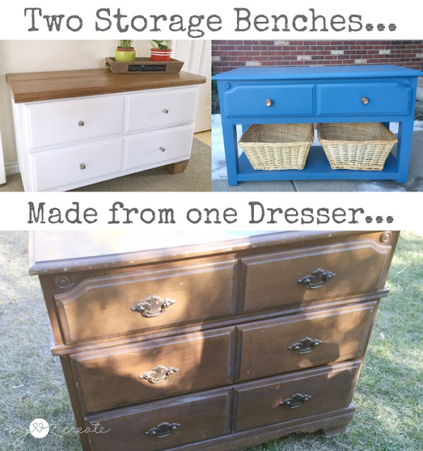 two storage benches from one dresser