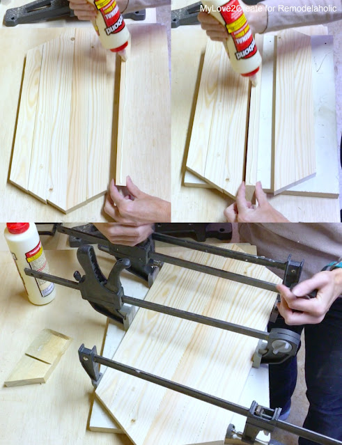 gluing bottom pieces of tray together