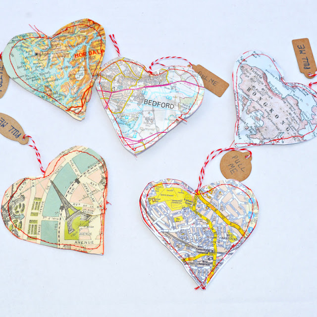 Map Heart Treat Bags