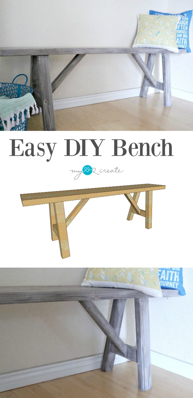 Create that farmhouse look with these Easy DIY Bench Plans at MyLove2Create.