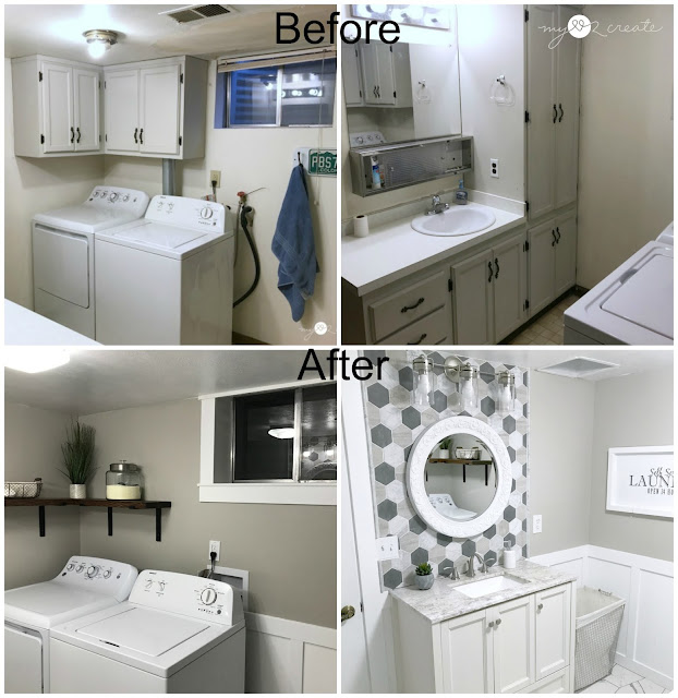 Bathroom/Laundry Room Reveal, One Room Challenge Week 6, MyLove2Create