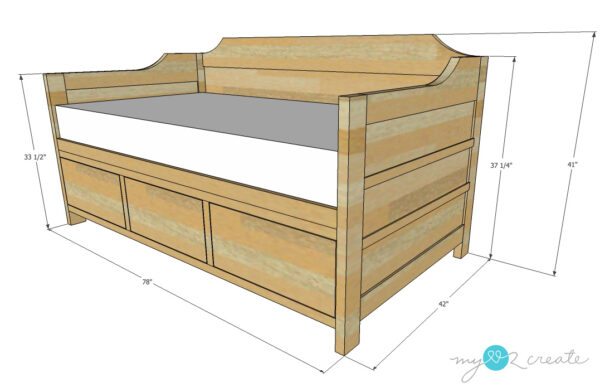 Day Bed with Storage Drawers (twin size) - Image 4