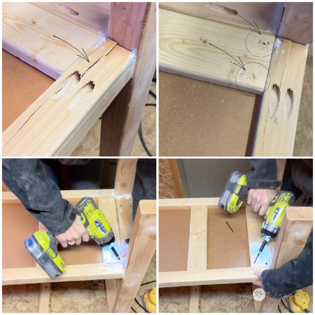 Fixing cracked board on table shelf